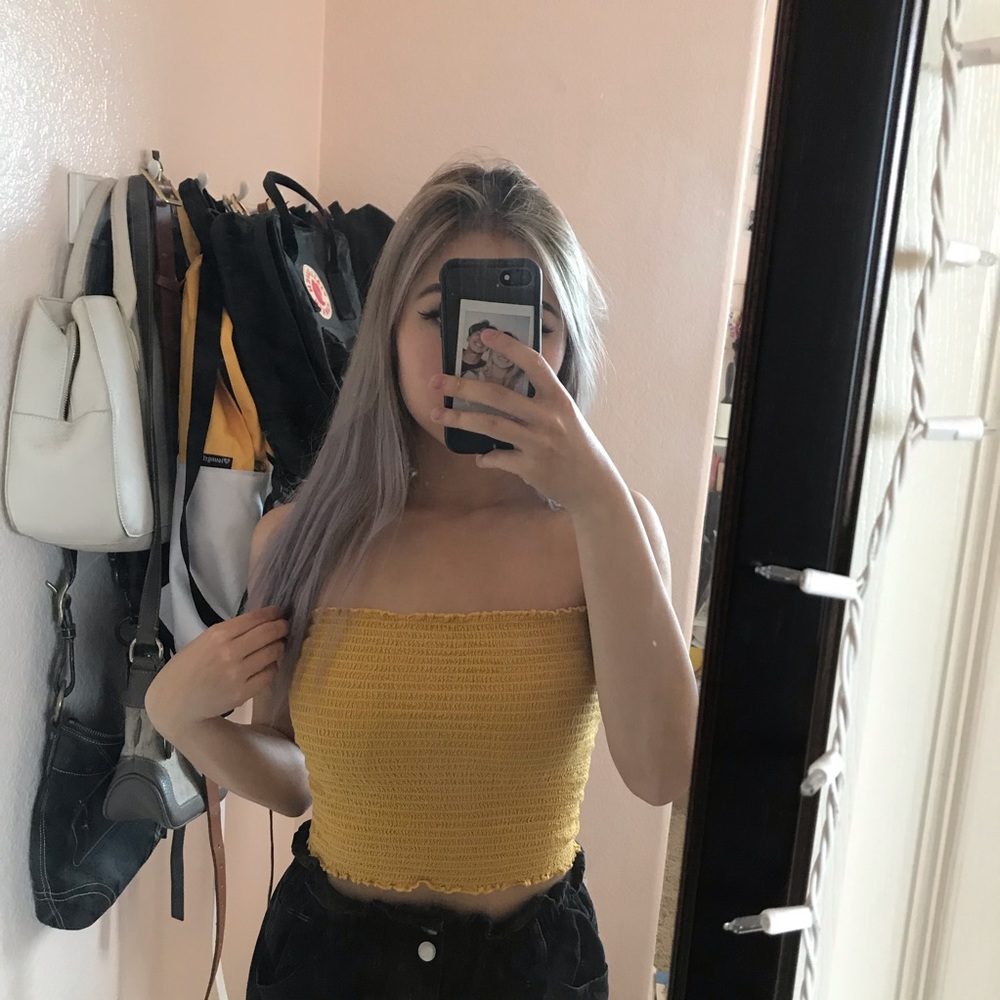 Brandy Melville Yellow Cleo Smocked Tube Top